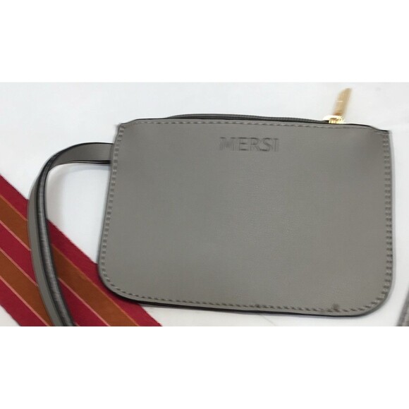 MERSI Vegan Demi Bucket Purse Colorful Strap Boho Crossbody Taupe Gray - Picture 11 of 16